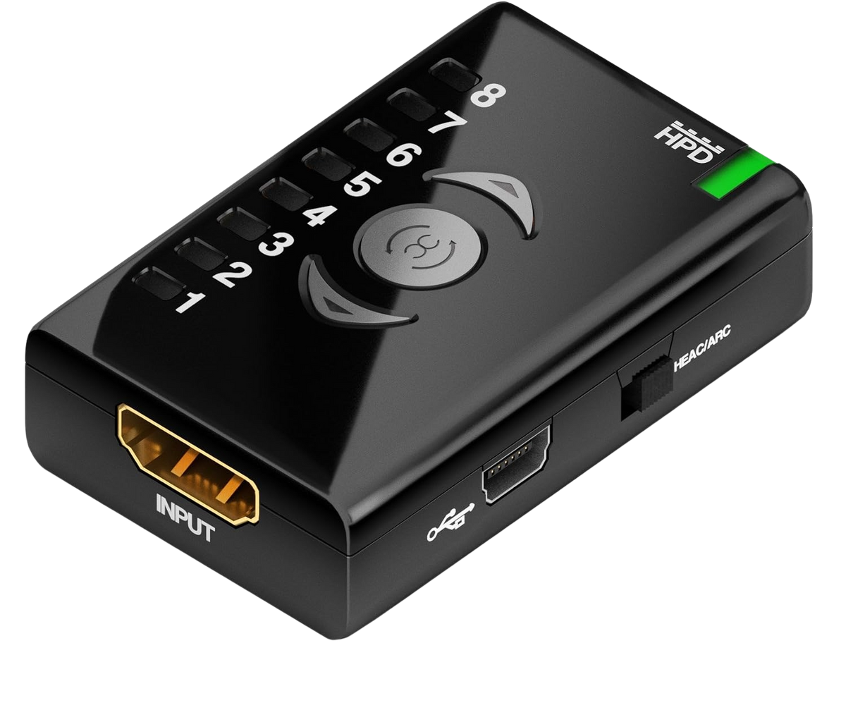 Dr HDMI con botones de banco, entrada HDMI e indicador HPD verde