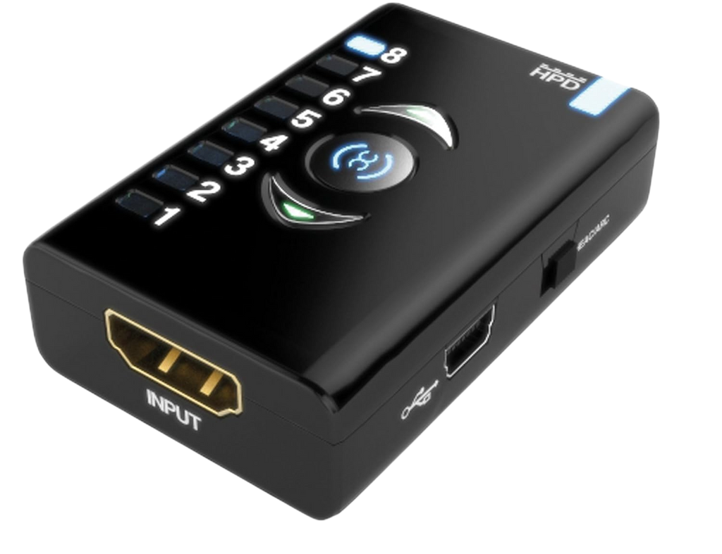 Dr HDMI con entrada HDMI, puerto Mini-USB y LED de banco EDID iluminados
