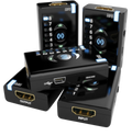 Cinco Dr HDMI desde distintos ángulos con entrada y salida HDMI, puerto Mini-USB e interruptor HEAC/ARC