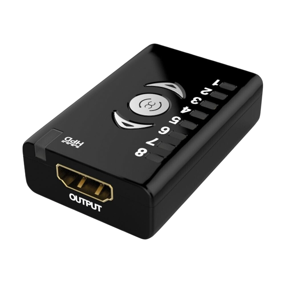 Lado de salida del Dr HDMI con salida HDMI y LED de banco del 1 al 8